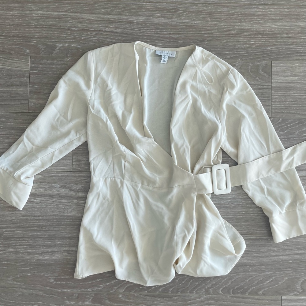 Cream belted blouse
